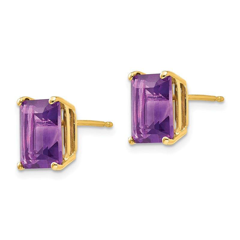 14k 9x7mm Emerald-Cut Amethyst Post Earrings XE68AM