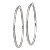 14k White Gold 3x60mm Diamond-cut Round Tube Hoop Earrings TC261