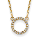 14k Polished 1/15 carat A Diamond Open Circle 18 inch Necklace XP5027A