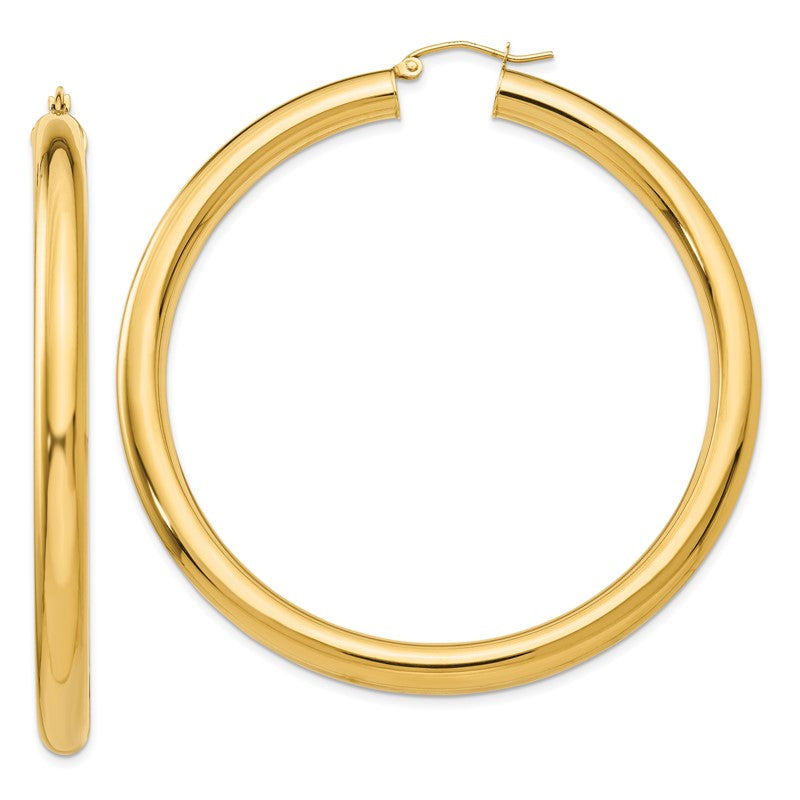 14k 5x60mm Polished Tube Hoop Earrings TC194
