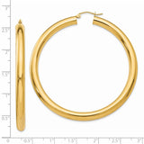 14k 5x60mm Polished Tube Hoop Earrings TC194