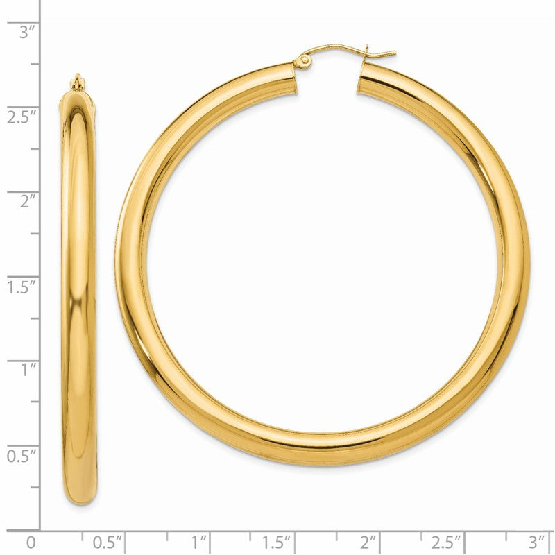 14k 5x60mm Polished Tube Hoop Earrings TC194