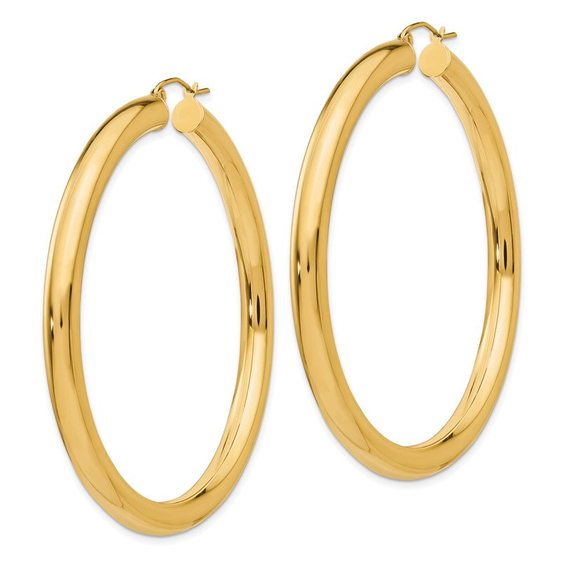 14k 5x60mm Polished Tube Hoop Earrings TC194