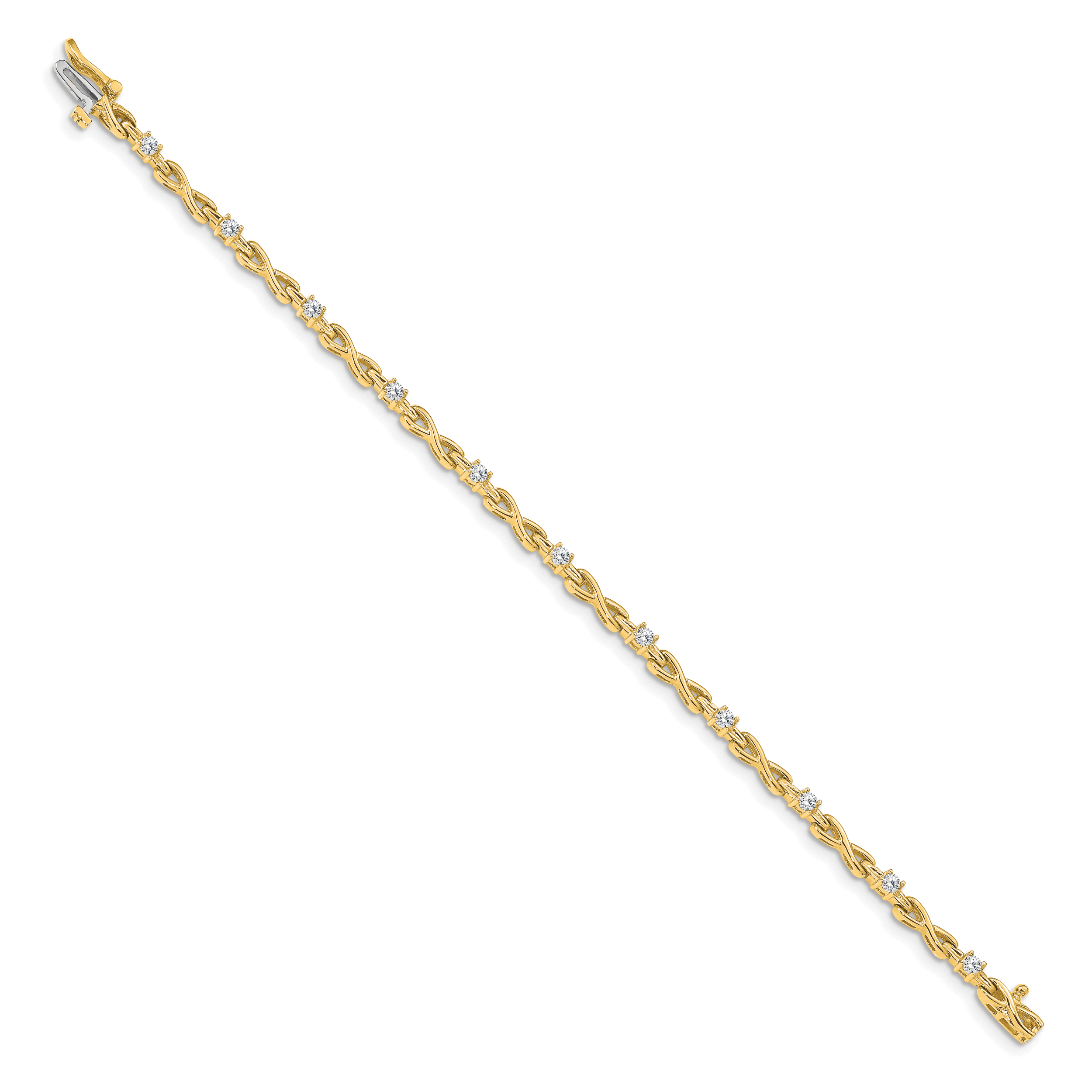14k Complete 1/2 carat Round A Diamond 4-prong X-design 7 inch Tennis Bracelet X2106A