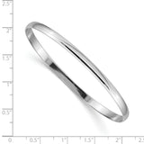 14k White Gold 4mm Solid Polished Half-Round Slip-On Round Bangle Bracelet DB315
