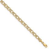 14k 6mm Hollow Double Link 7 inch Charm Bracelet DO541