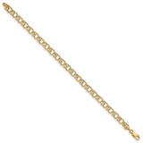14k 6mm Hollow Double Link 7 inch Charm Bracelet DO541