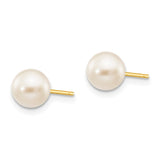 14k 6-7mm White Round Akoya Saltwater Cultured Pearl Stud Post Earrings XF300E