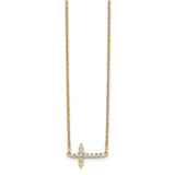 14k White Gold 1/10 carat Diamond Sideways Cross 18 inch Necklace PM4692