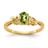 14k 6x4mm Oval Peridot VS Diamond ring Y4690PE/VS