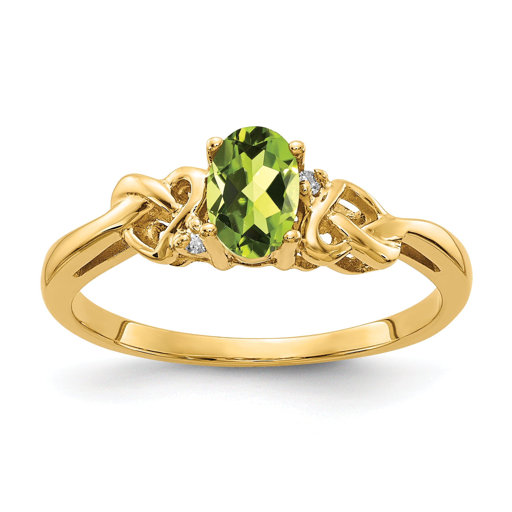 14k 6x4mm Oval Peridot VS Diamond ring Y4690PE/VS