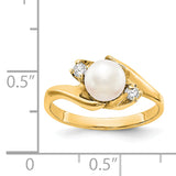 14k 6mm White Freshwater Cultured Pearl and 1/15 carat A Diamond Ring Y1932PL/A