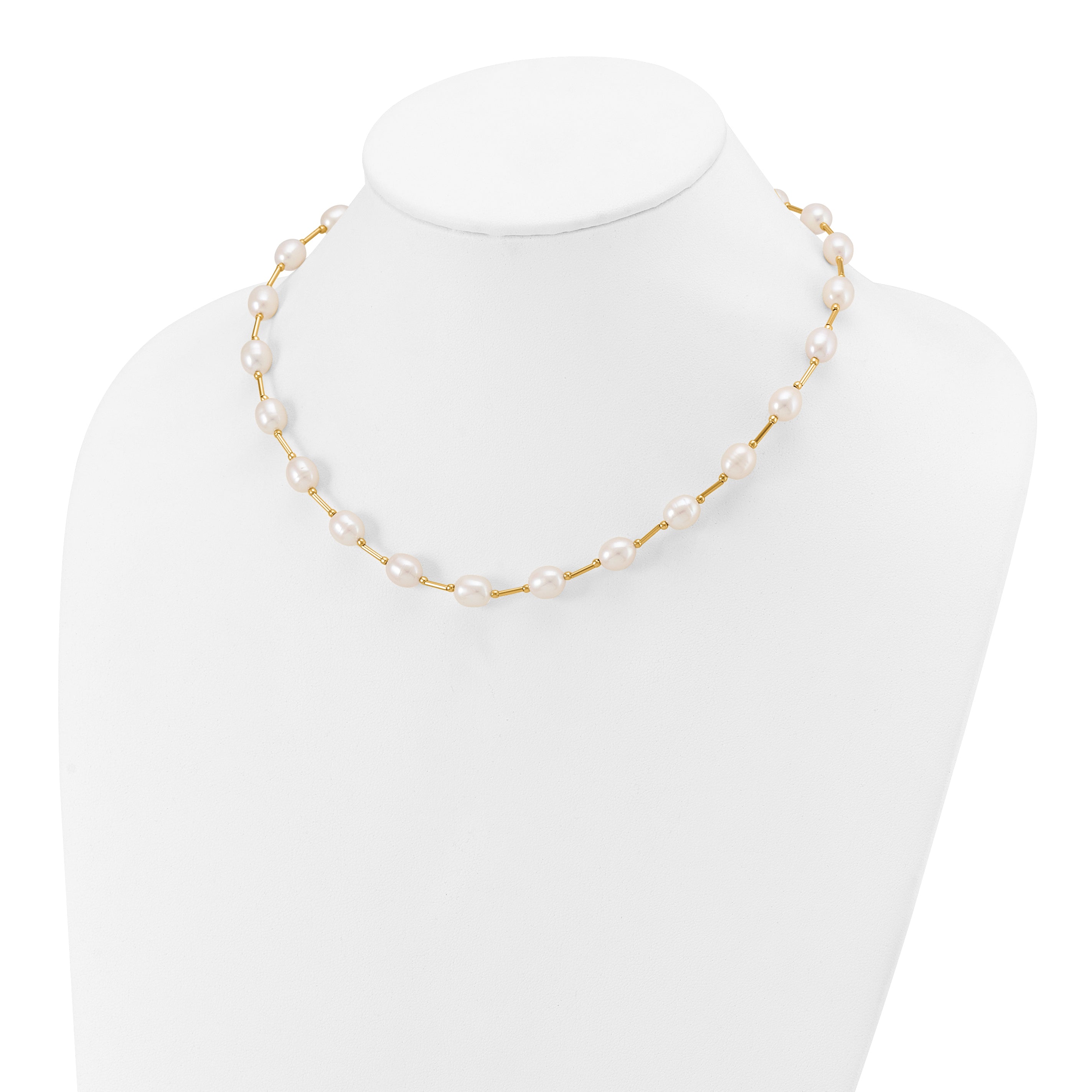 14k 7-8mm White Rice Freshwater Cultured Pearl Beaded 18 inch Necklace XF558