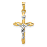 14k Two-tone Polished INRI Crucifix Pendant XR1627