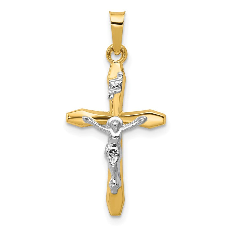 14k Two-tone Polished INRI Crucifix Pendant XR1627