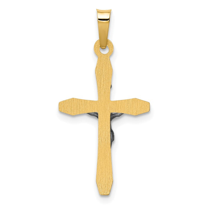 14k Two-tone Polished INRI Crucifix Pendant XR1627