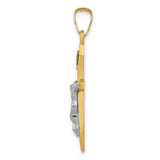 14k Two-tone Polished INRI Crucifix Pendant XR1627
