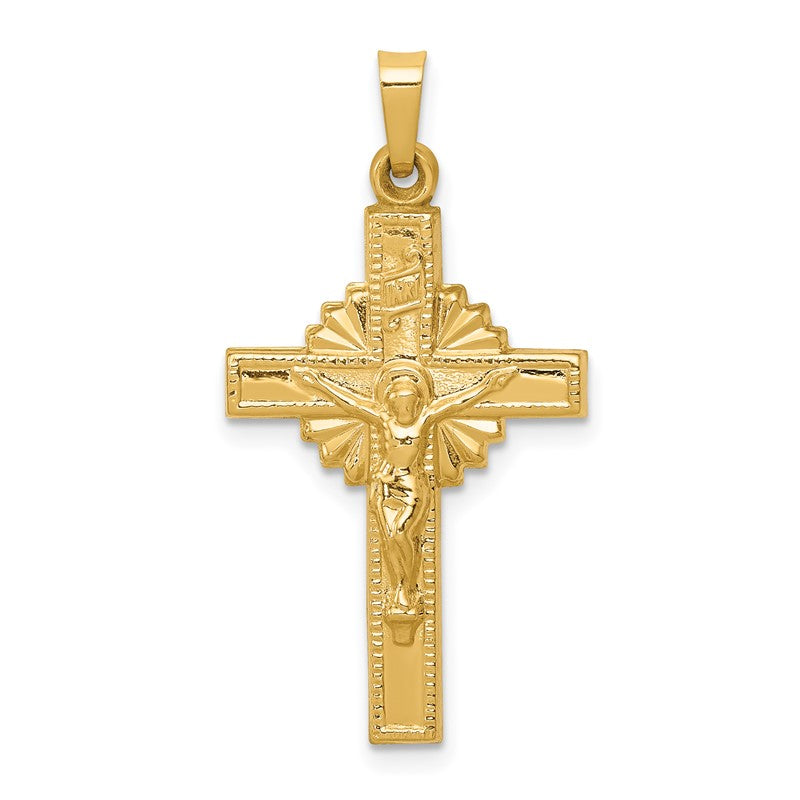 14k INRI Hollow Iona Crucifix Pendant XR287