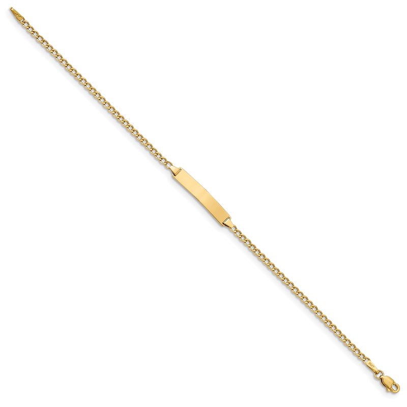 14k Polished Semi-Solid Chain/Solid Plate Cuban Link 20x4.5mm Plate 5.5 inch Baby/Child ID Bracelet DCID132