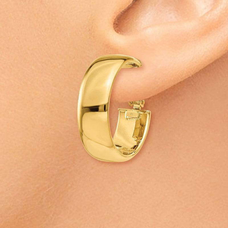 14k 8x24mm Polished Flat Tube Omega Back Hoop Earrings PRE735