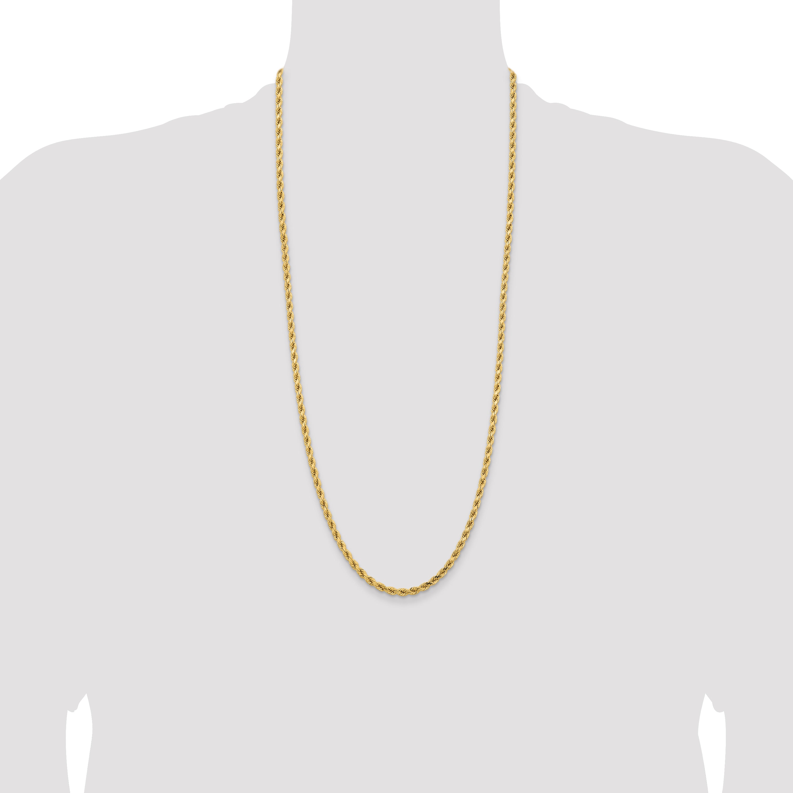 14K 26 inch 4.25mm Diamond-cut Rope with Lobster Clasp Chain 033L