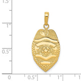 14k Polished Police Badge with Engravable Area Pendant C2252