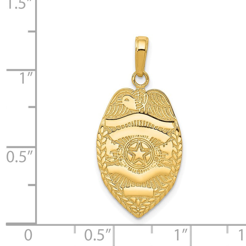14k Polished Police Badge with Engravable Area Pendant C2252