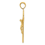 14K Textured Crucifix Latin Cross Pendant C4353