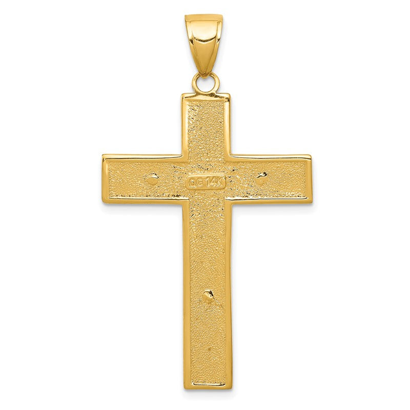 14K Textured Crucifix Latin Cross Pendant C4353