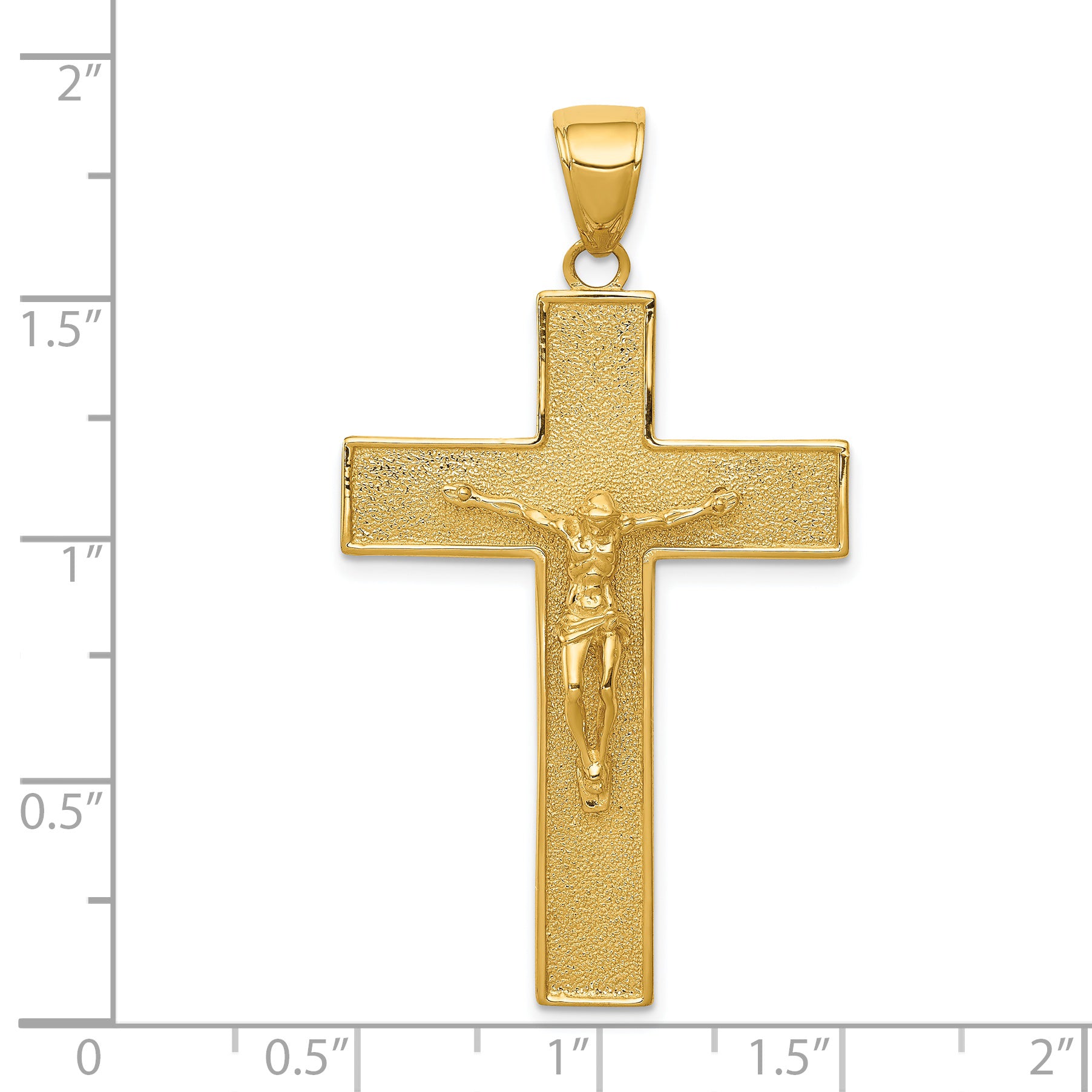 14K Textured Crucifix Latin Cross Pendant C4353