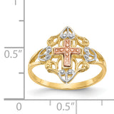 14K Two-tone with White Rhodium Cross Ring K3944