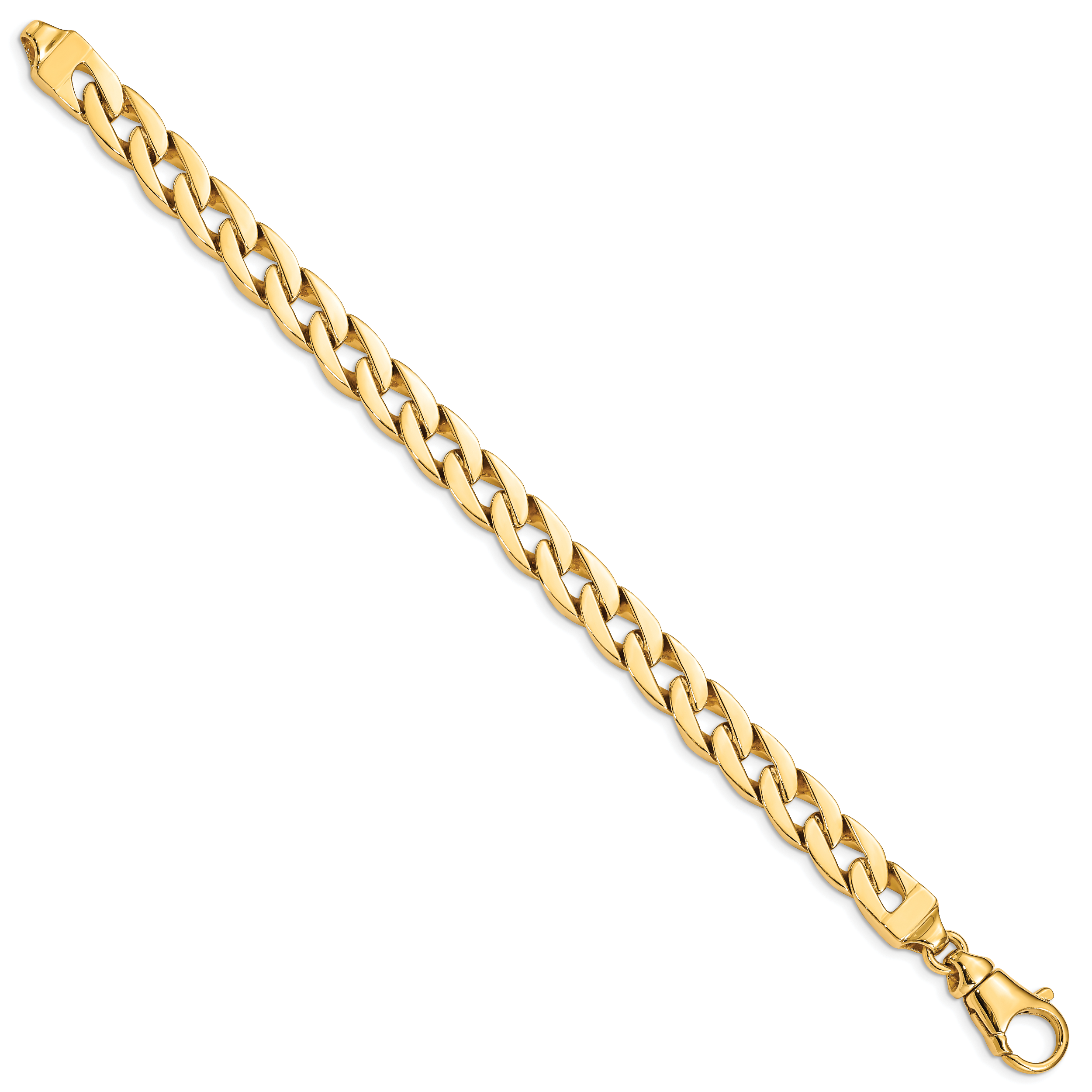 14K 20 inch 9mm Hand Polished Fancy Link with Fancy Lobster Clasp Chain LK374