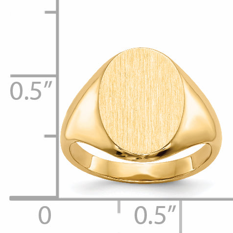14k 9.5x12.5mm Closed Back Size 4.5 Childs Oval Signet Ring RS182