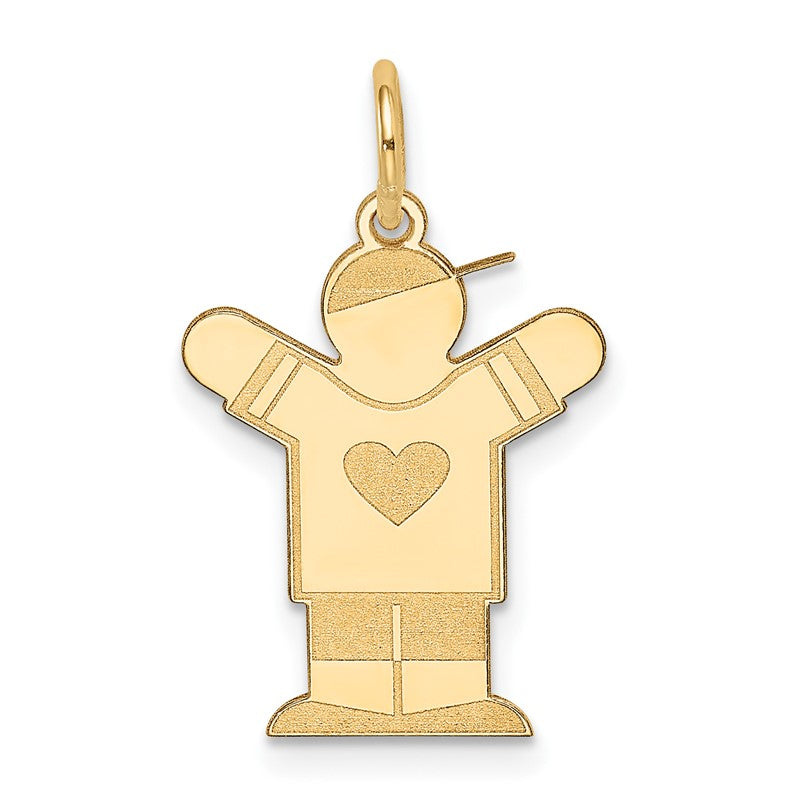 14k The Kids Small Heart Shirt Boy Engravable Love Charm XK1147Y