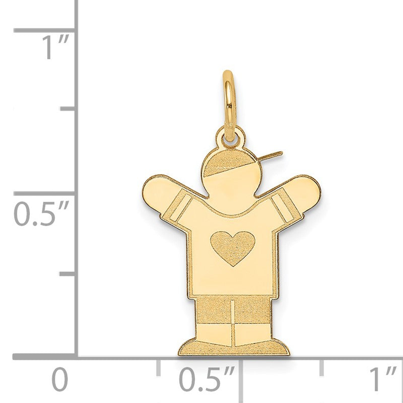 14k The Kids Small Heart Shirt Boy Engravable Love Charm XK1147Y