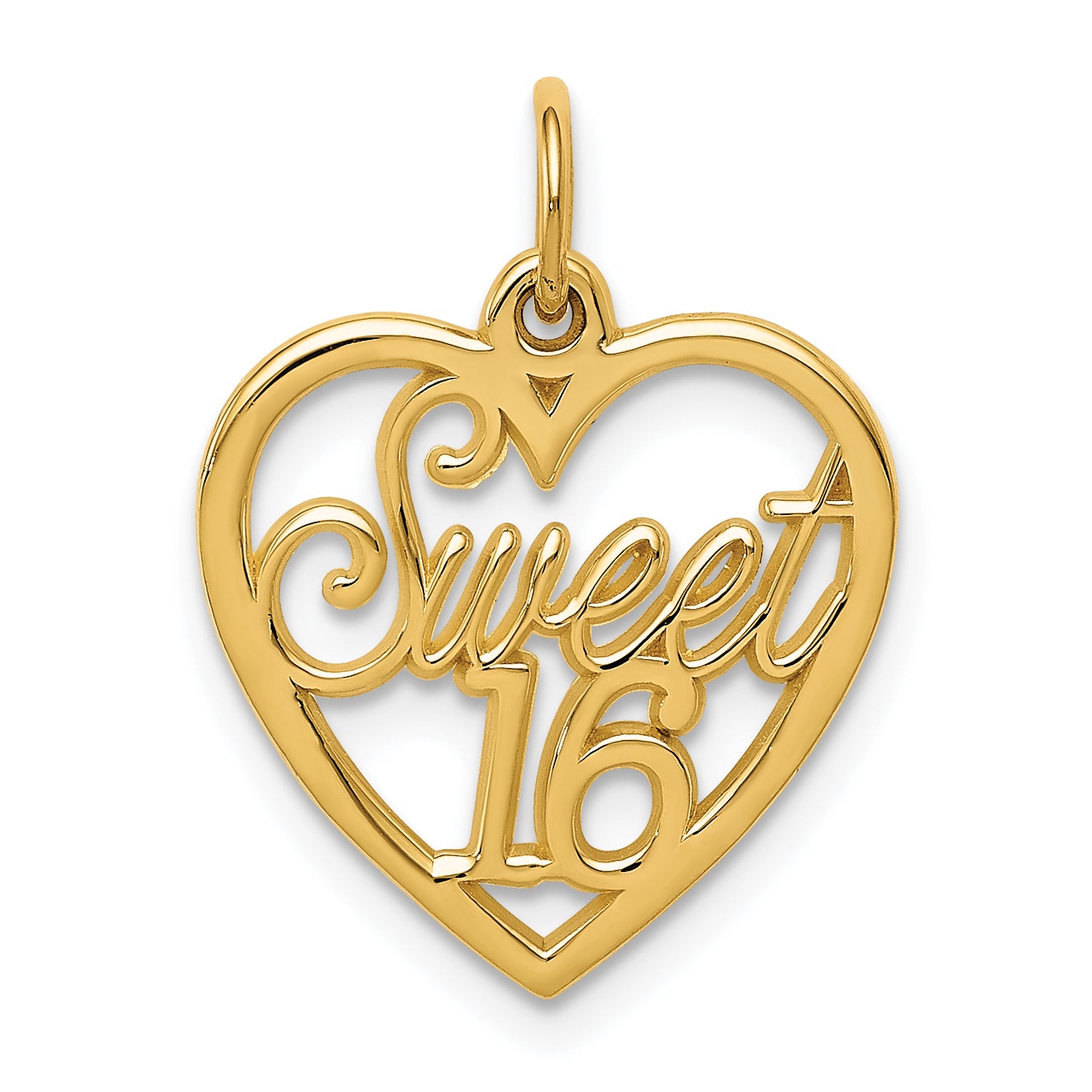 14k SWEET 16 in Heart Charm C1001