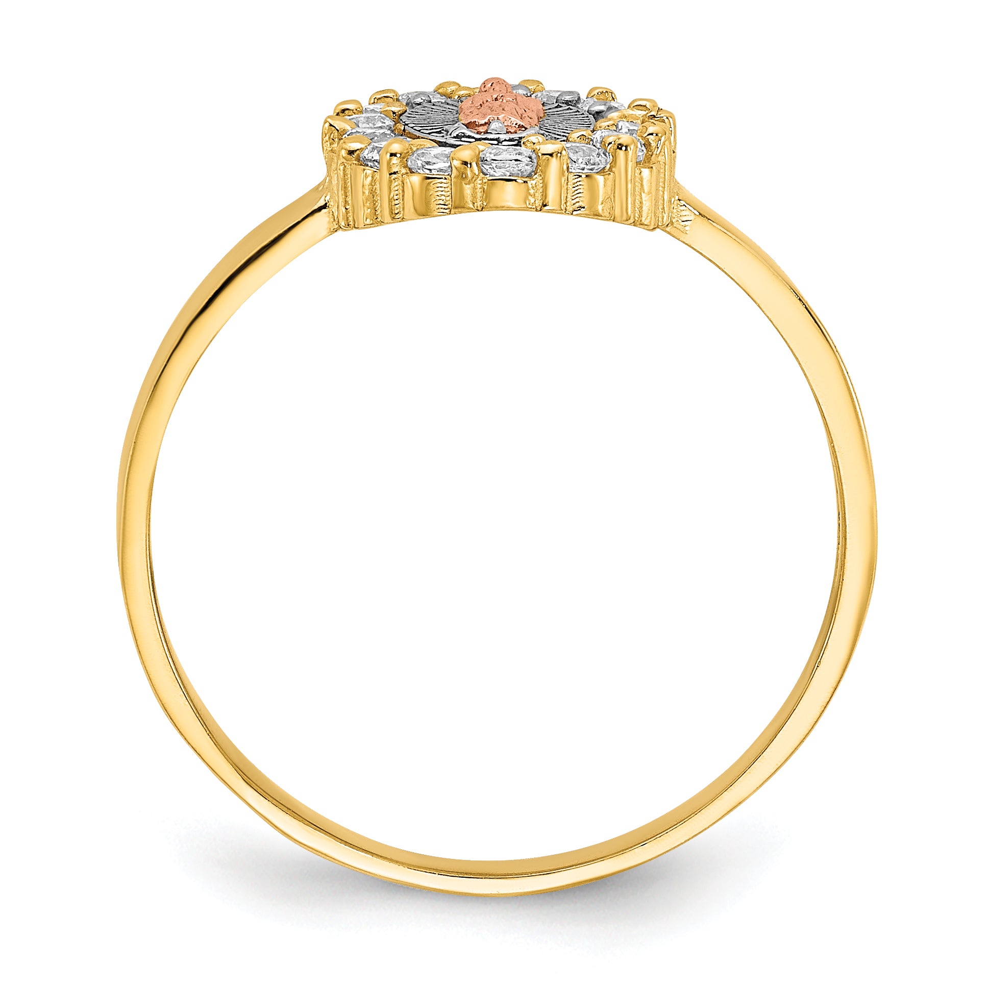 14k Two-tone with White Rhodium CZ Our Lady of Guadalupe Ring R579