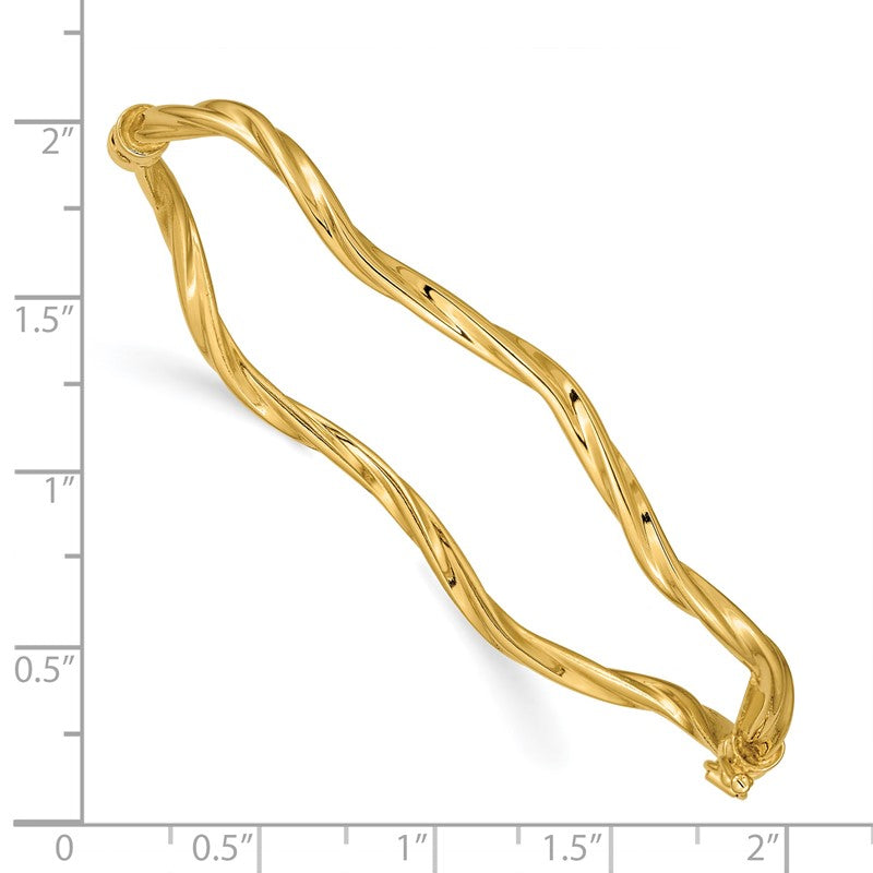14k Polished Twisted 3.00mm Hinged Oval Bangle Bracelet DB622