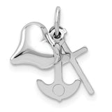14K White Gold 3D Moveable Heart/Cross/Anchor Pendant K5162