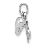 14K White Gold 3D Moveable Heart/Cross/Anchor Pendant K5162