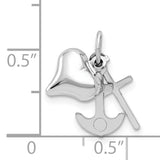 14K White Gold 3D Moveable Heart/Cross/Anchor Pendant K5162