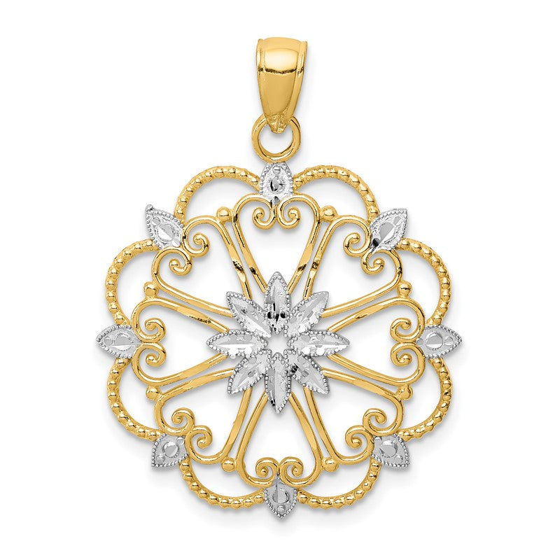 14K and White Rhodium Starburst Pendant K4294
