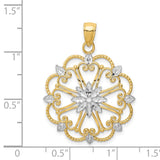 14K and White Rhodium Starburst Pendant K4294