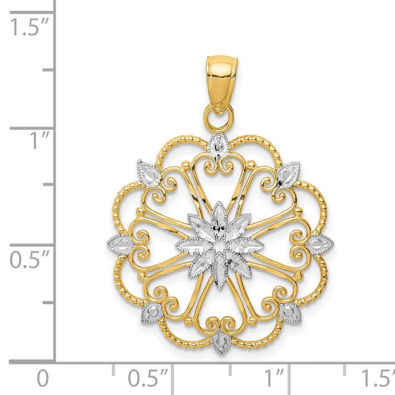 14K and White Rhodium Starburst Pendant K4294