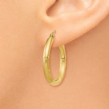 14k 3x25mm Satin Diamond-cut Round Tube Hoop Earrings TC289