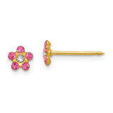 Inverness 14k Rose and Aurora Borealis Crystal Flower Post Piercing Earrings 223E