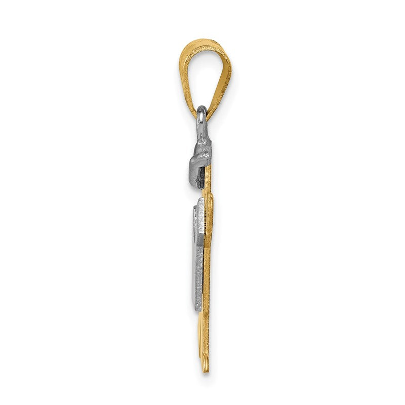 14k Two-tone The Kids Small Boy with Hat on Left Engravable Kiss Charm XK410