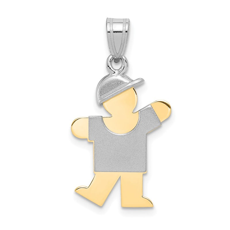14k Two-tone The Kids Small Boy with Hat on Left Engravable Kiss Charm XK410