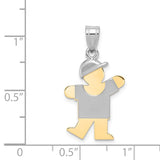 14k Two-tone The Kids Small Boy with Hat on Left Engravable Kiss Charm XK410
