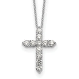 14k White Gold 1/4 carat Diamond Cross Pendant 18 inch Necklace PM1000